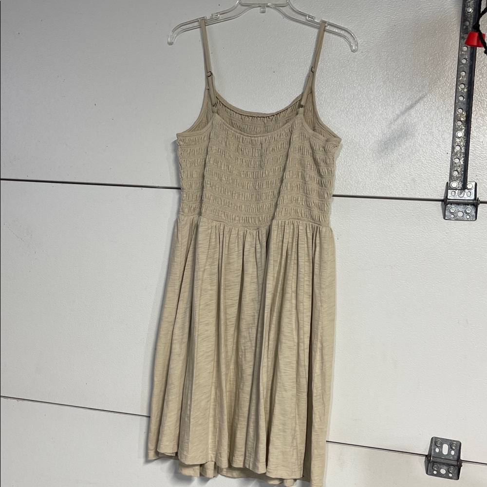 GAP WOMENS SMOCKED MINI DRESS BEIGE CREAM XL - Picture 6 of 6